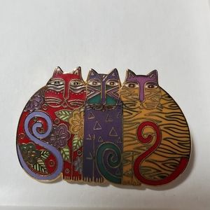 RARE Vintage Laurel Burch "Mysticats" Brooch 80s Cat Pin Cloisonne